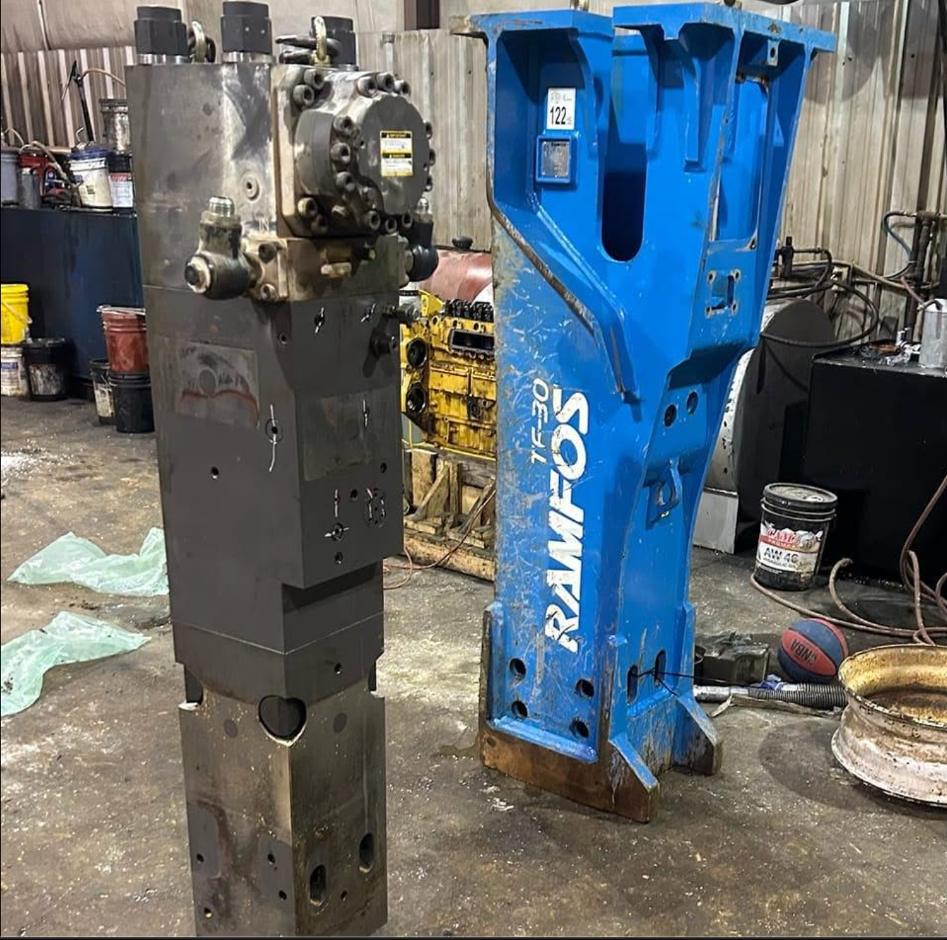 Blue hydraulic hammer attachment