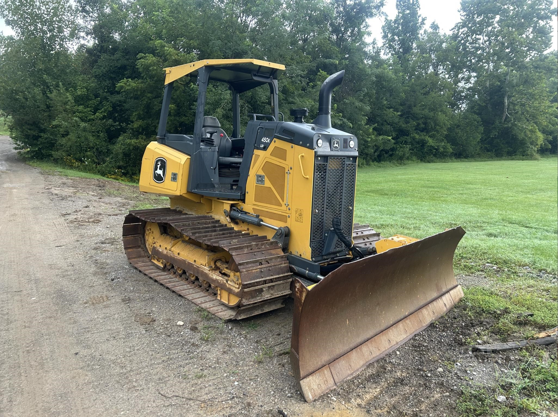 Yellow tracked dozer outdoors